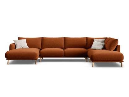 Naomi Panoramic Corner Sofa, 6 Seats, 365x235 cm — Terracotta / Right