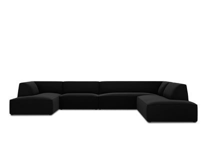 Ruby Panoramic Corner Sofa, 7 Seats, 366x273 cm — Black / Right