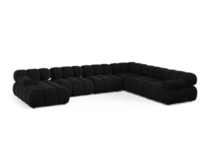 Bellis Modular Panoramic Corner Sofa, 8 Seats, 376x282 cm — Black / Right