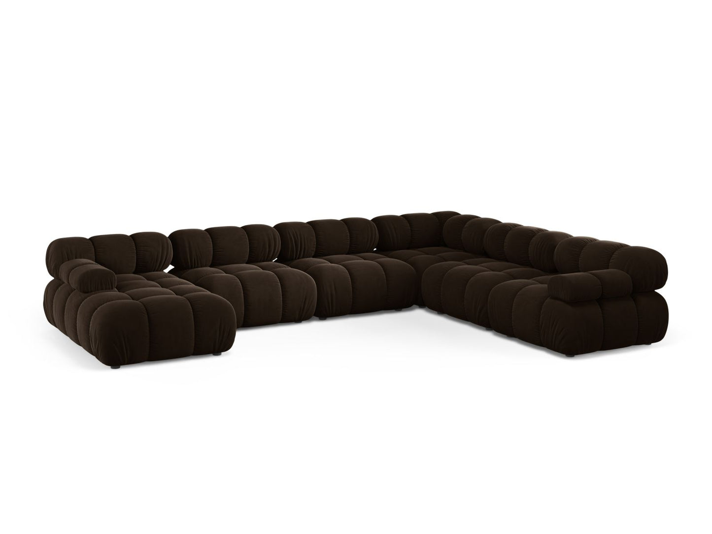 Bellis Modular Panoramic Corner Sofa, 8 Seats, 376x282 cm — Dark Brown / Right