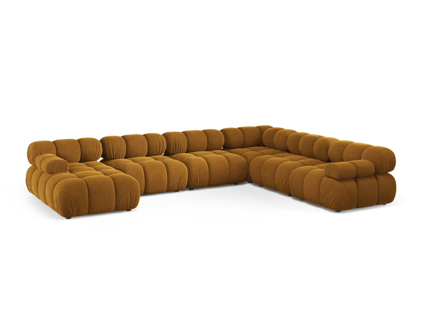 Bellis Modular Panoramic Corner Sofa, 8 Seats, 376x282 cm — Yellow / Right