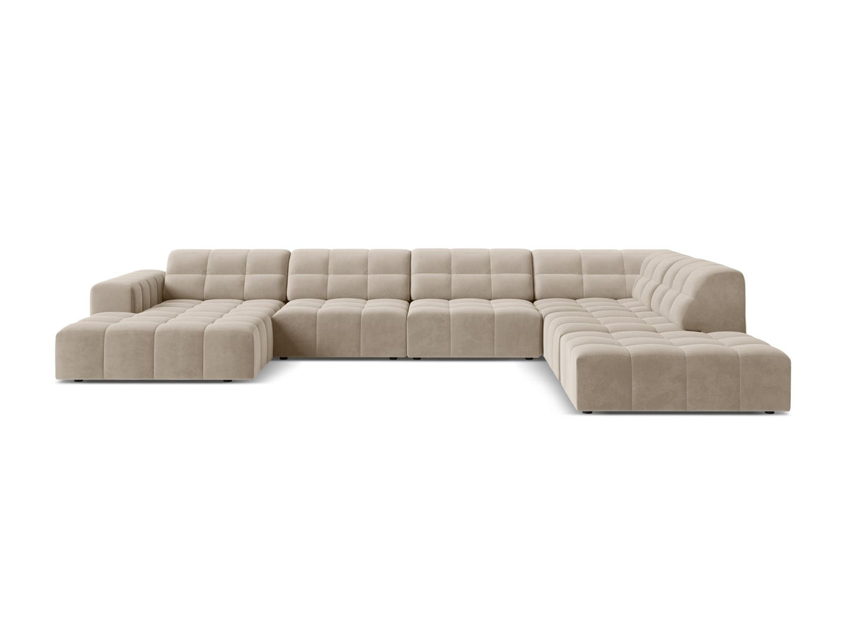 Jennifer Panoramic Corner Sofa, 7 Seats, 375x263 cm — Dark Beige / Right