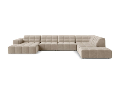 Jennifer Panoramic Corner Sofa, 7 Seats, 375x263 cm — Dark Beige / Right