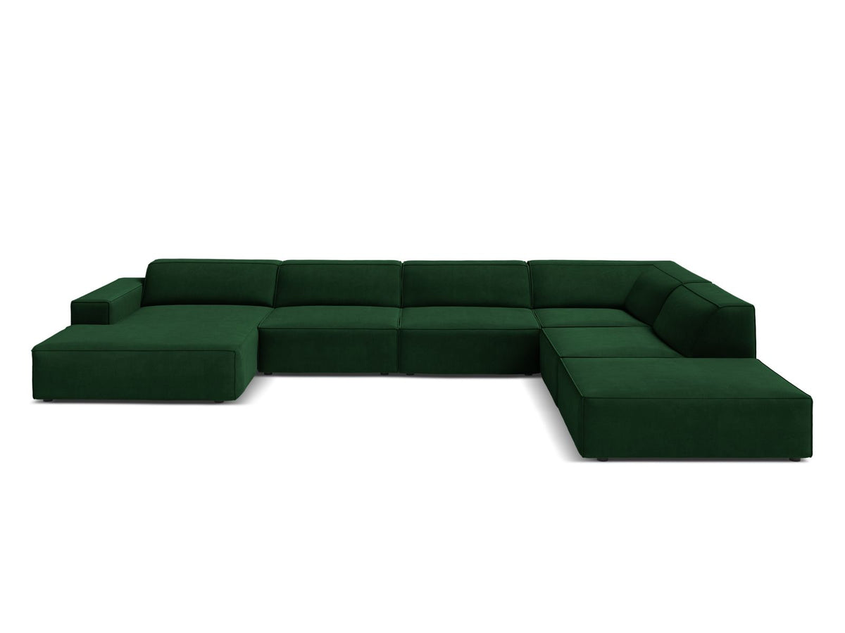 Jodie Panoramic Corner Sofa, 7 Seats, 361x258 cm — Bottle Green / Right