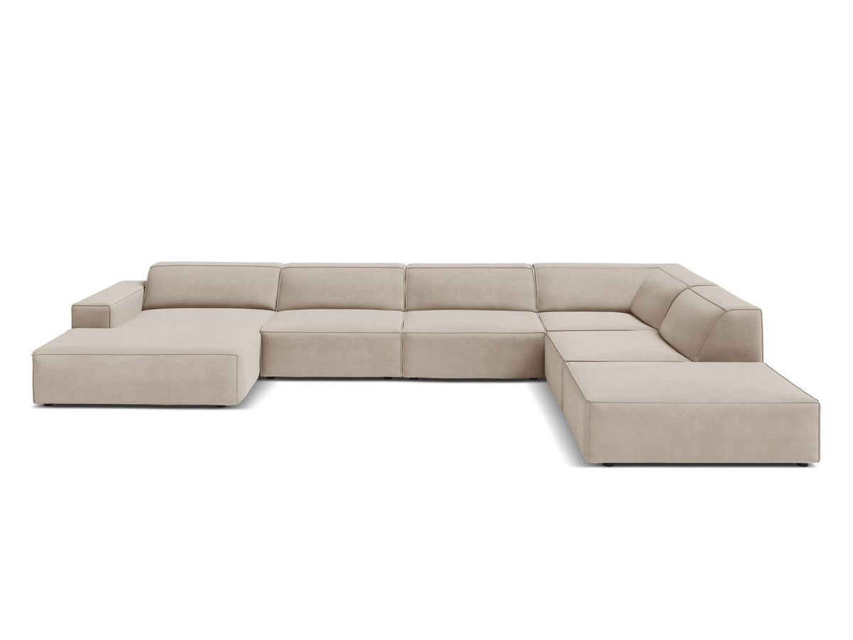 Jodie Panoramic Corner Sofa, 7 Seats, 361x258 cm — Dark Beige / Right