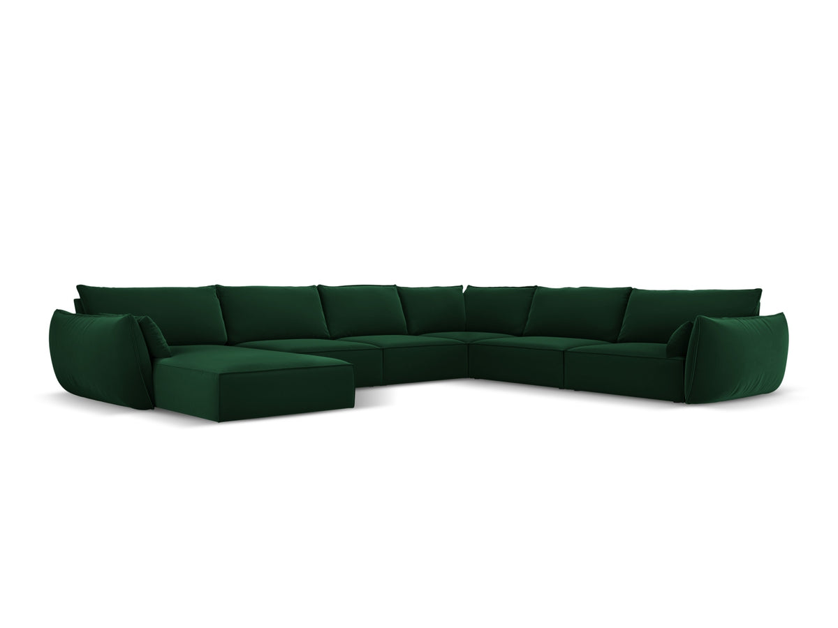 Kaelle Panoramic Corner Sofa, 8 Seats, 384x284 cm — Bottle Green / Right