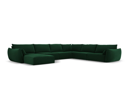 Kaelle Panoramic Corner Sofa, 8 Seats, 384x284 cm — Bottle Green / Right