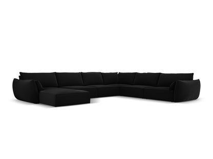 Kaelle Panoramic Corner Sofa, 8 Seats, 384x284 cm — Black / Right