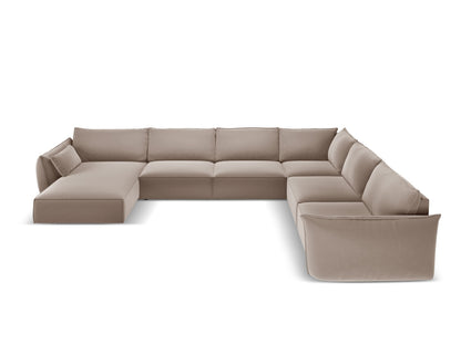 Kaelle Panoramic Corner Sofa, 8 Seats, 384x284 cm — Cappuccino / Right