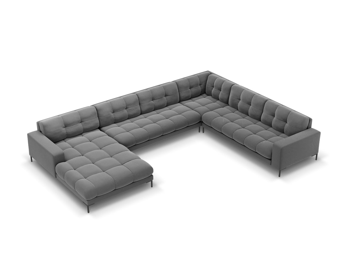 Mamaia Panoramic Corner Sofa, 7 Seats, 327x256 cm — Light Grey / Right