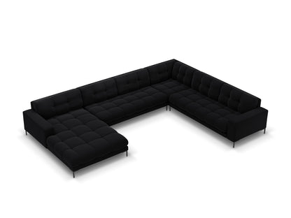 Mamaia Panoramic Corner Sofa, 7 Seats, 327x256 cm — Black / Right