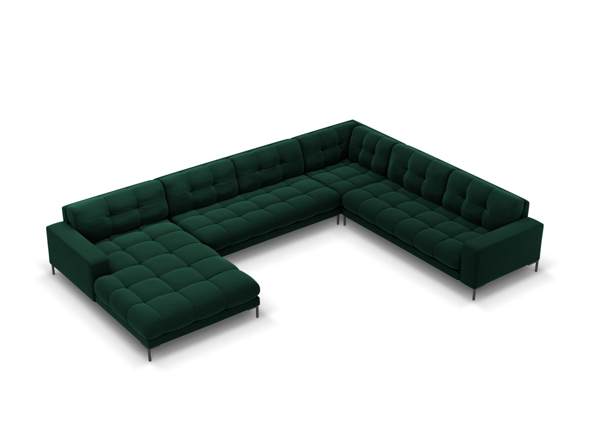 Mamaia Panoramic Corner Sofa, 7 Seats, 327x256 cm — Bottle Green / Right