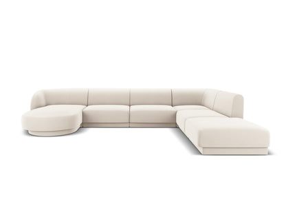 Miley Panoramic Corner Sofa, 6 Seats, 330x255 cm — Light Beige / Right