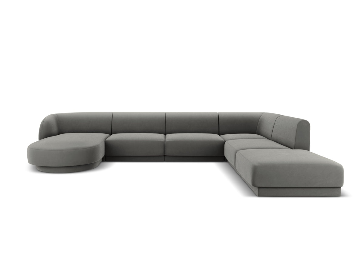 Miley Panoramic Corner Sofa, 6 Seats, 330x255 cm — Light Grey / Right