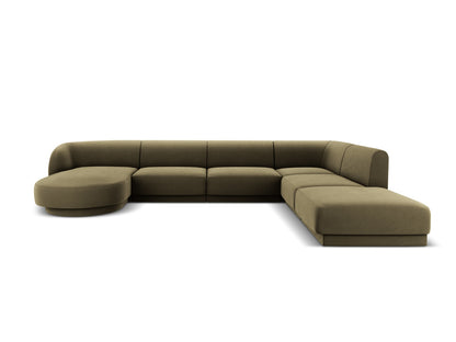 Miley Panoramic Corner Sofa, 6 Seats, 330x255 cm — Green / Right