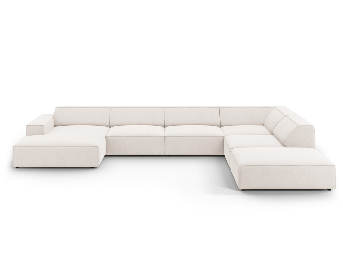 Jodie Panoramic Corner Sofa, 7 Seats, 361x258 cm — Light Beige / Right