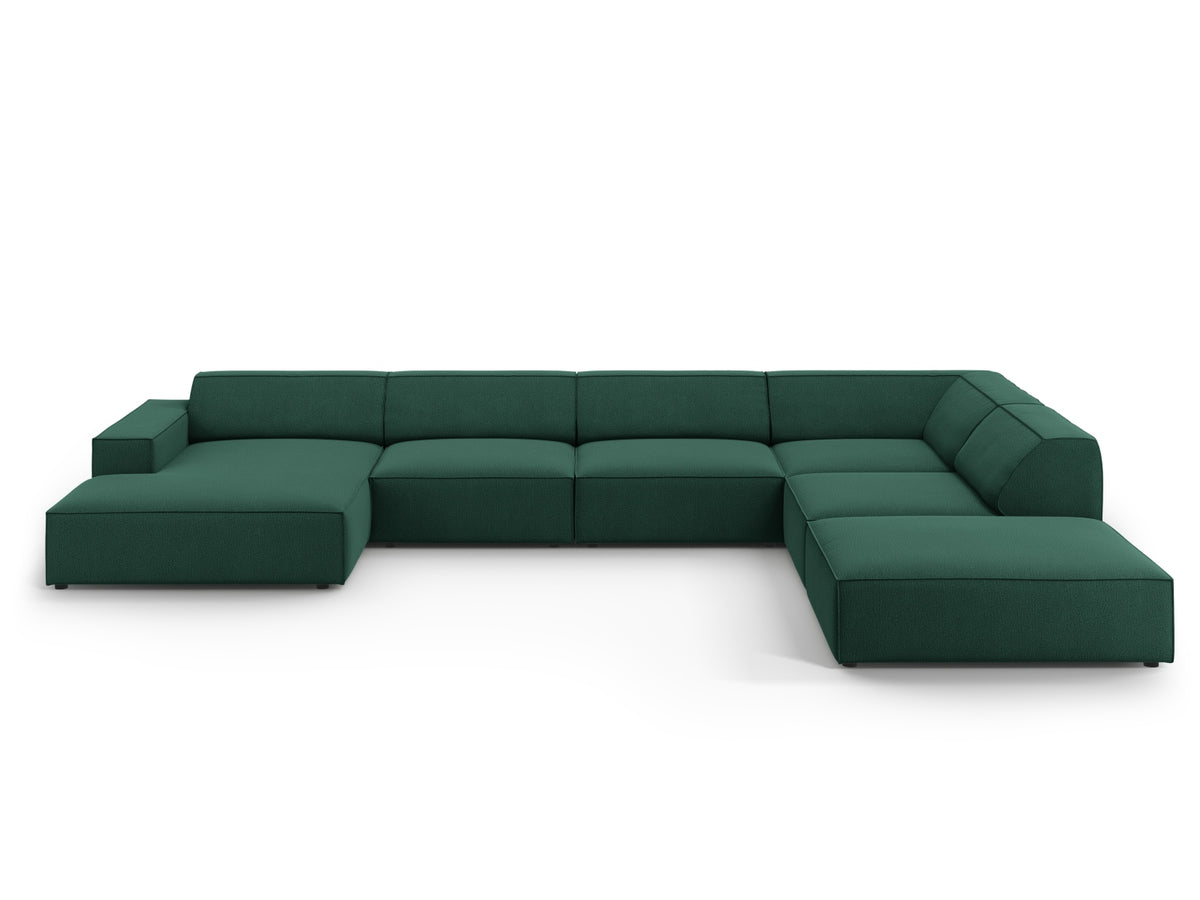 Jodie Panoramic Corner Sofa, 7 Seats, 361x258 cm — Green / Right