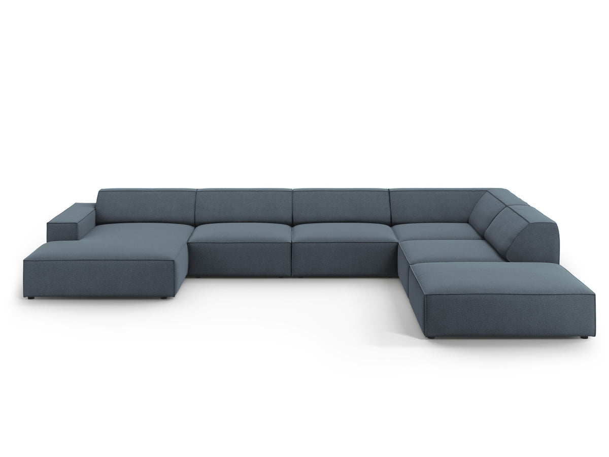 Jodie Panoramic Corner Sofa, 7 Seats, 361x258 cm — Blue / Right
