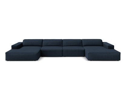 Panoramasofa Bouclé Beige Jodie — Dark Blue