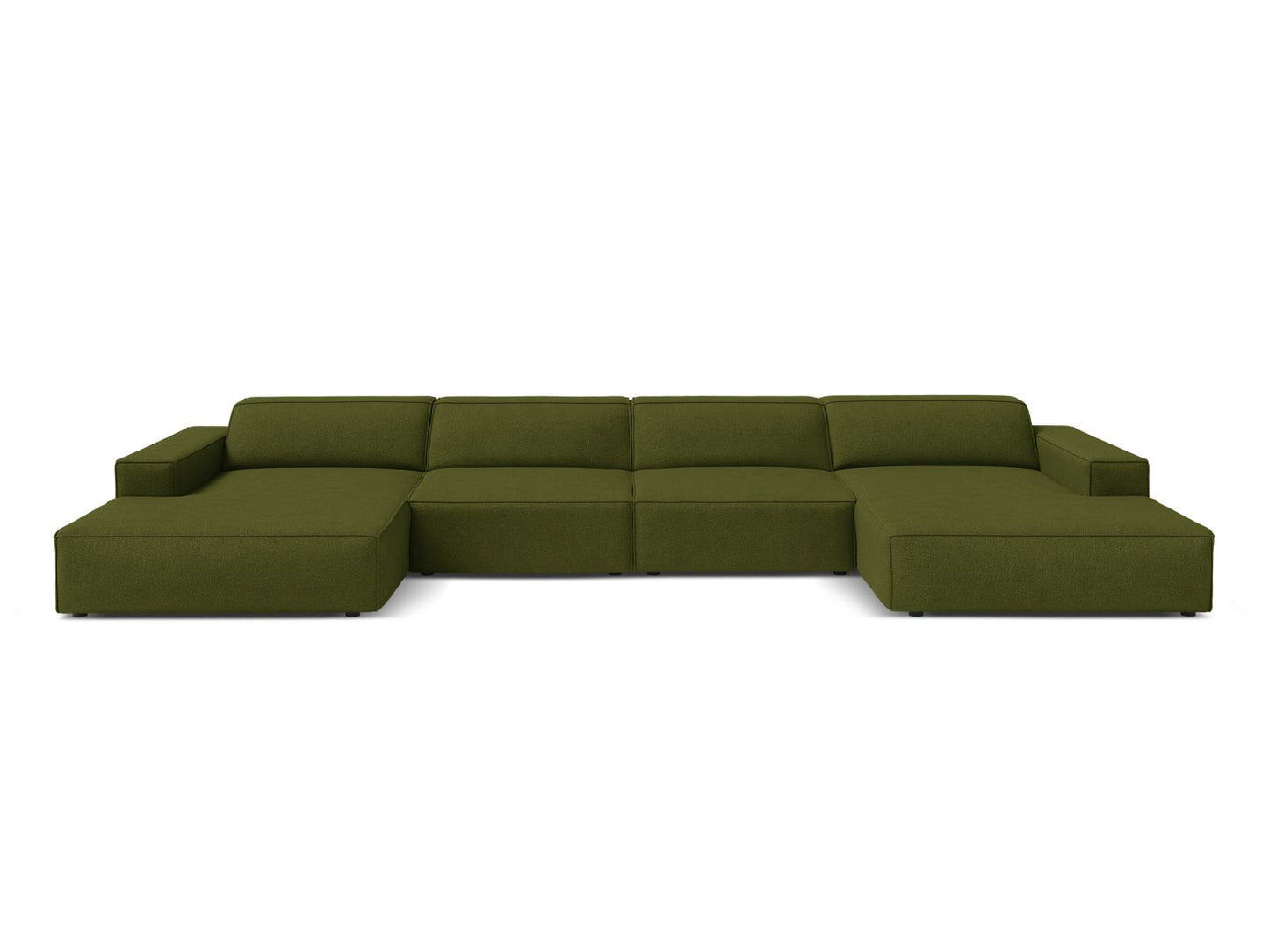 Panoramasofa Bouclé Beige Jodie — Dark Olive Green