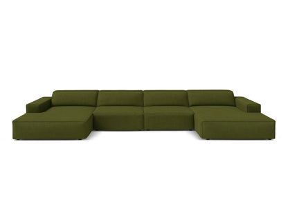 Panoramasofa Bouclé Beige Jodie — Dark Olive Green