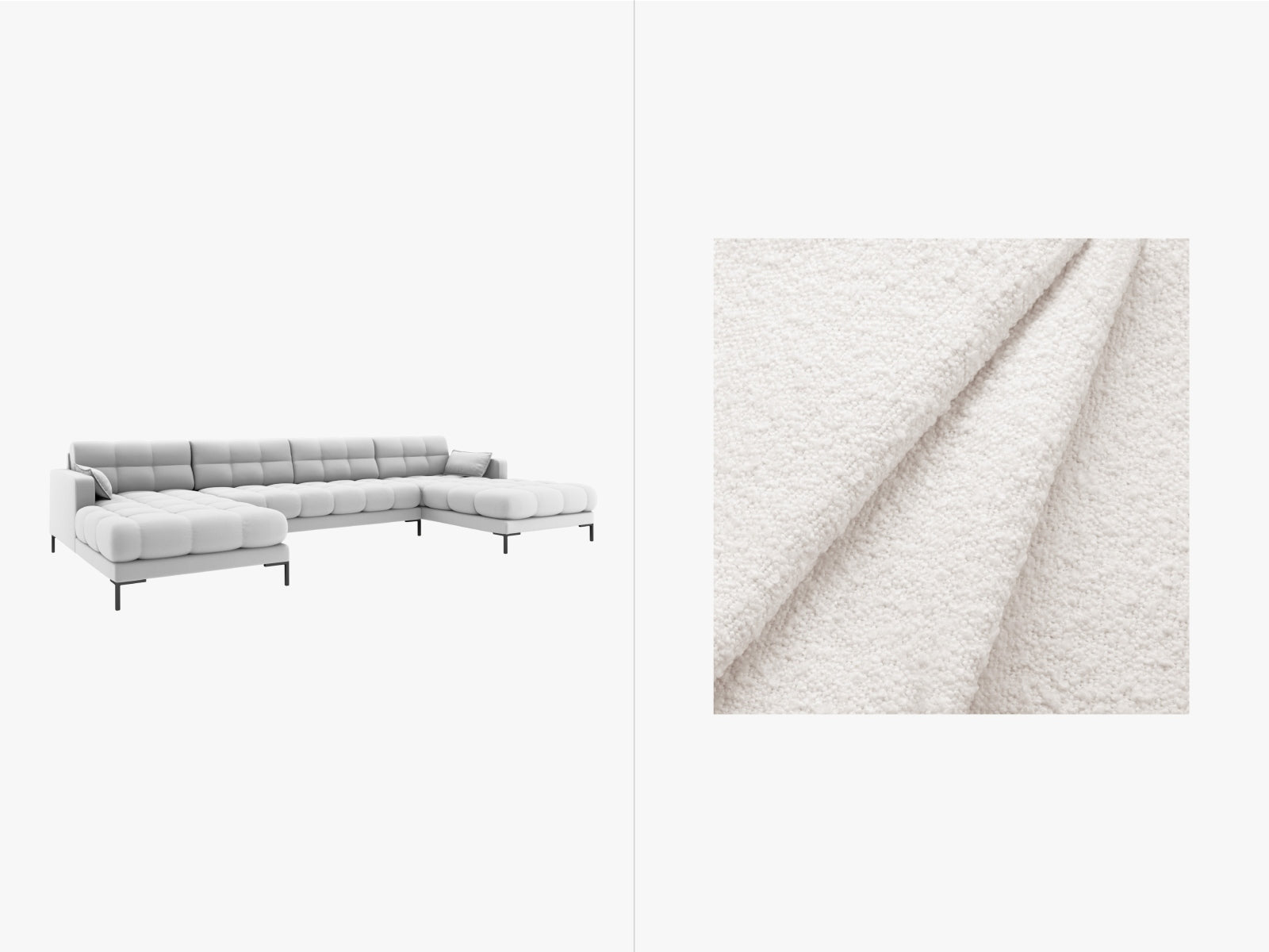 Mamaia panoramic sofa, 6 Seats, 383x185 cm — White