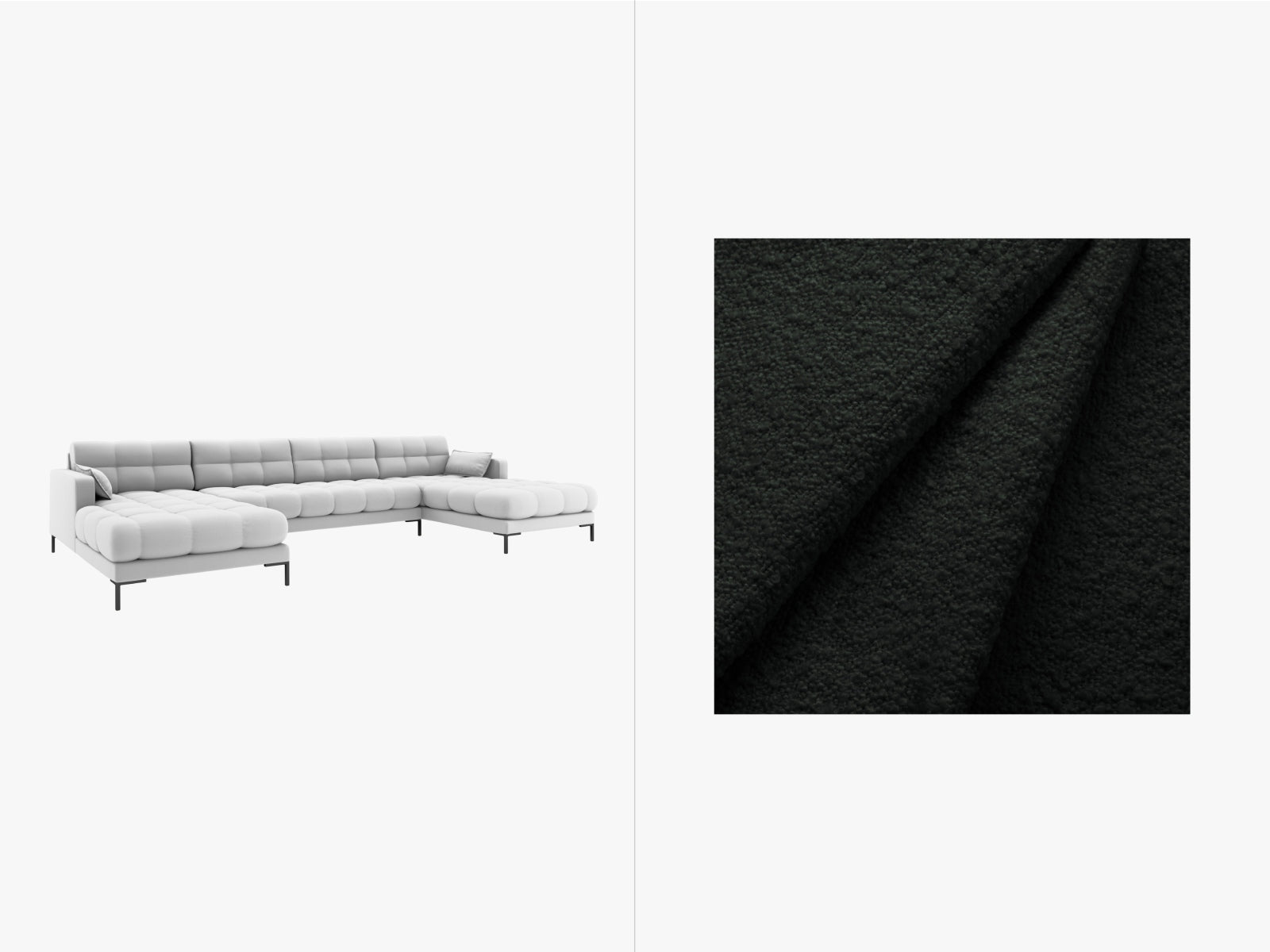 Mamaia panoramic sofa, 6 Seats, 383x185 cm — Black