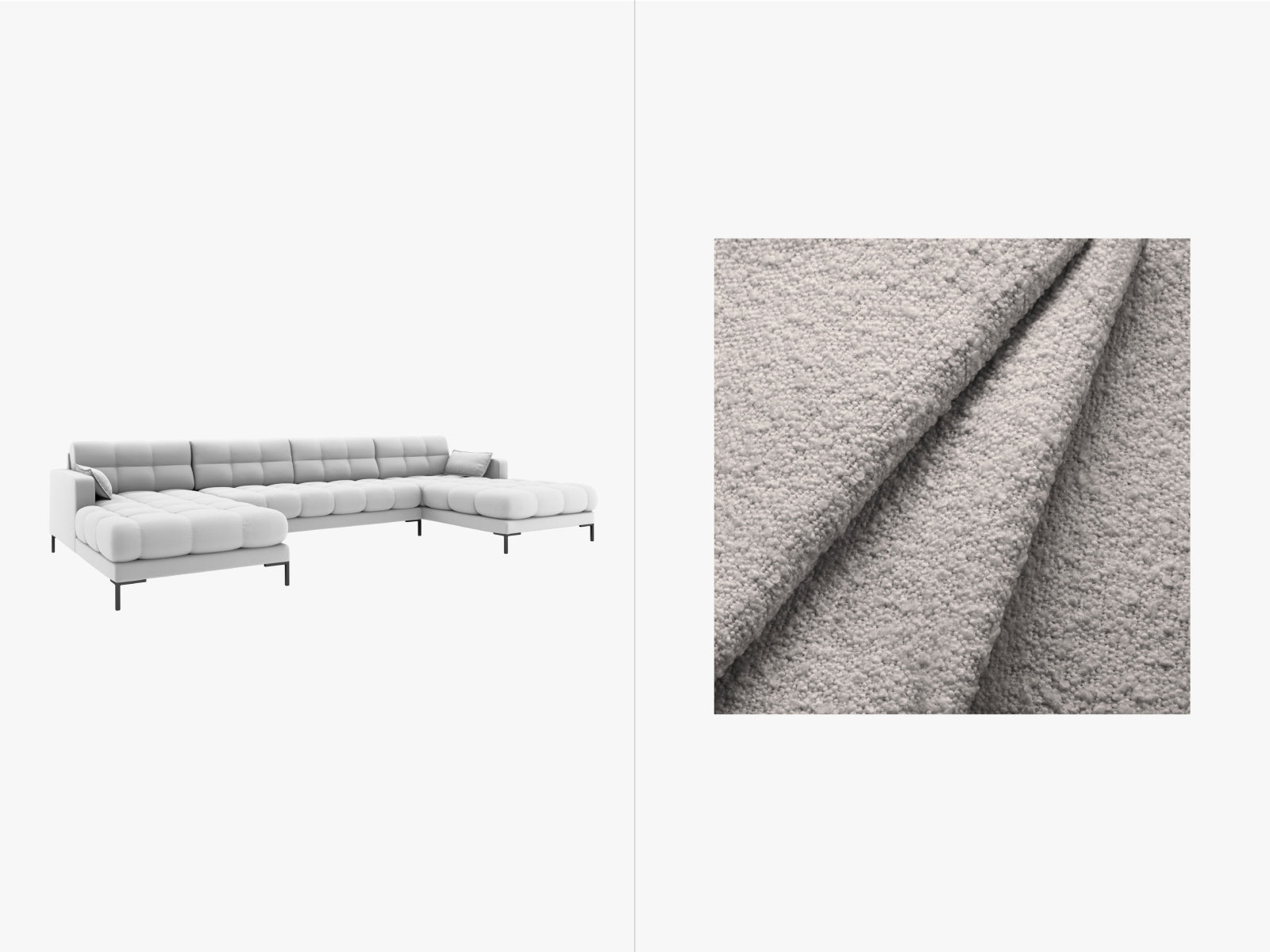 Mamaia panoramic sofa, 6 Seats, 383x185 cm — Light Grey