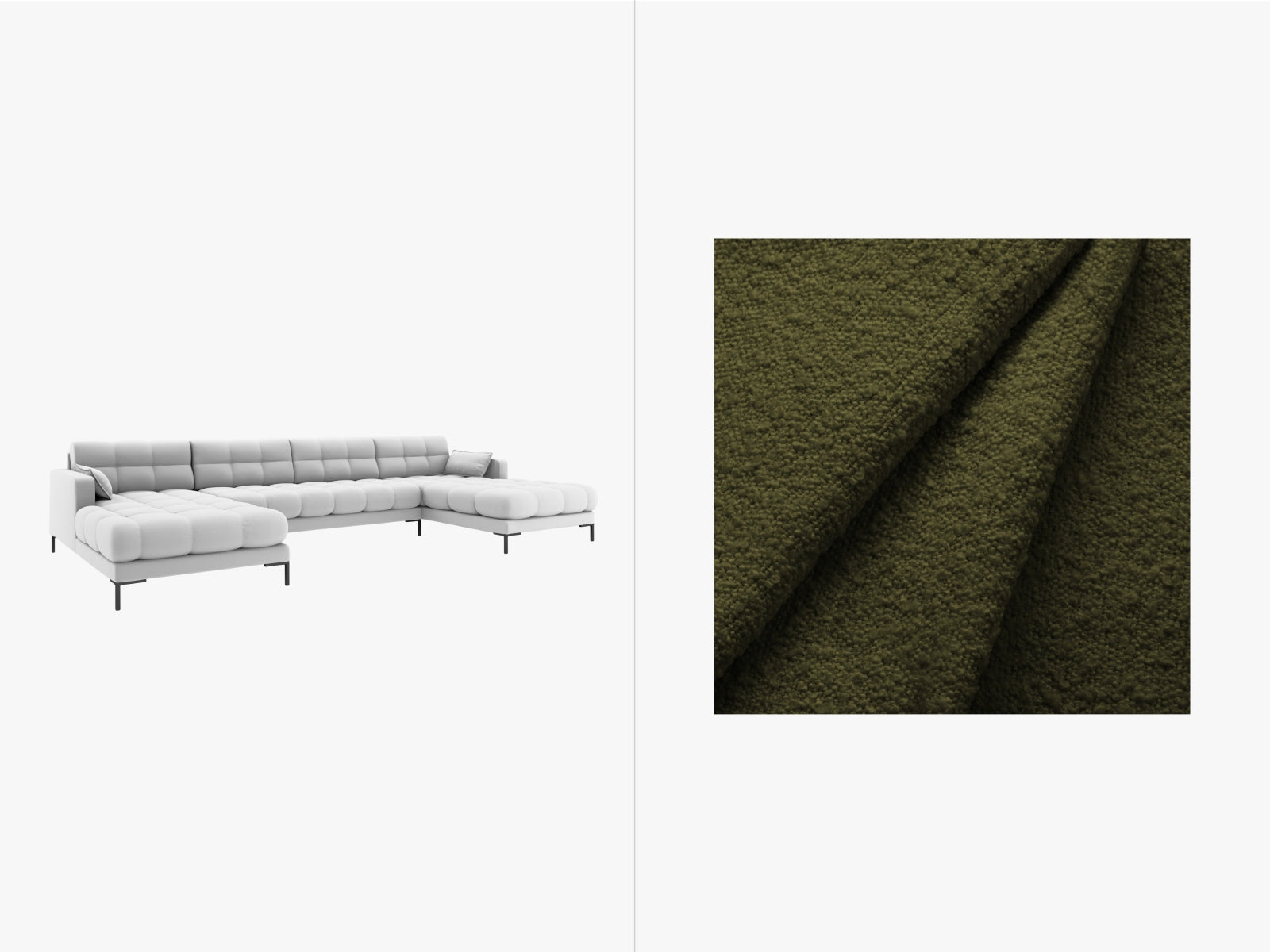 Mamaia panoramic sofa, 6 Seats, 383x185 cm — Dark Olive Green