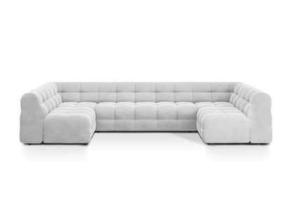 Panoramasofa Samt Almond Beige Kendal — Light Grey