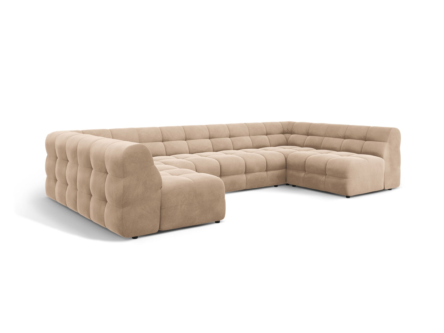 Panoramasofa Samt Almond Beige Kendal — Detailansicht