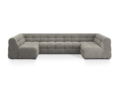 Panoramasofa Samt Almond Beige Kendal — Dark Grey