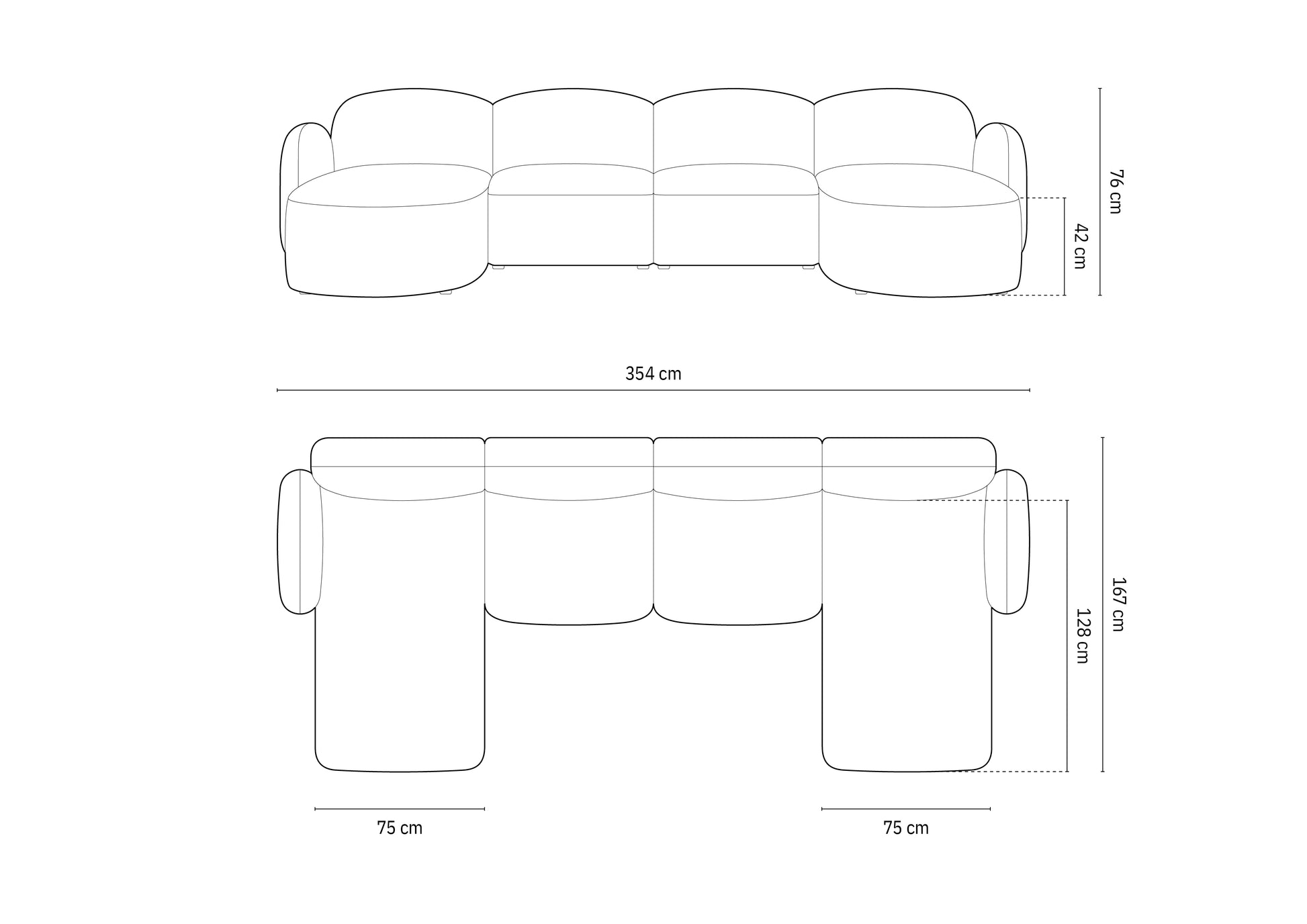 Panoramasofa Samt Schwarz Blair — Ansicht 5