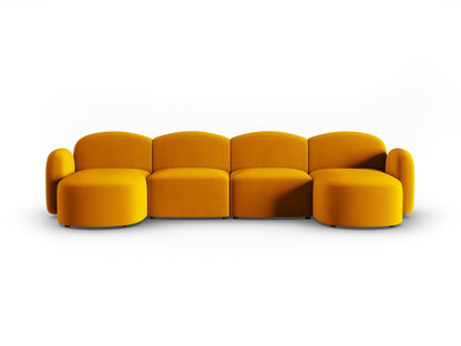 Panoramasofa Samt Schwarz Blair — Yellow