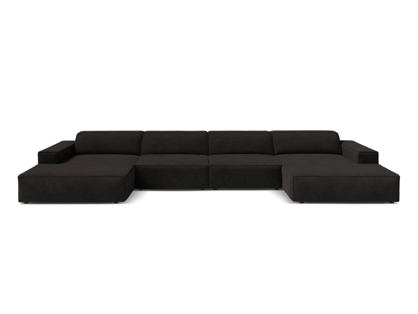 Panoramasofa Strukturstoff Beige Jodie — Black