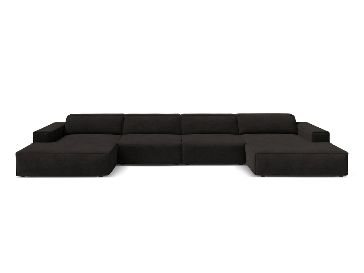 Jodie Modular Panoramic Sofa, 6 Seats, 364x162 cm — Black