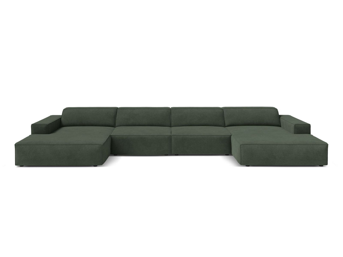 Jodie Modular Panoramic Sofa, 6 Seats, 364x162 cm — Moss Green