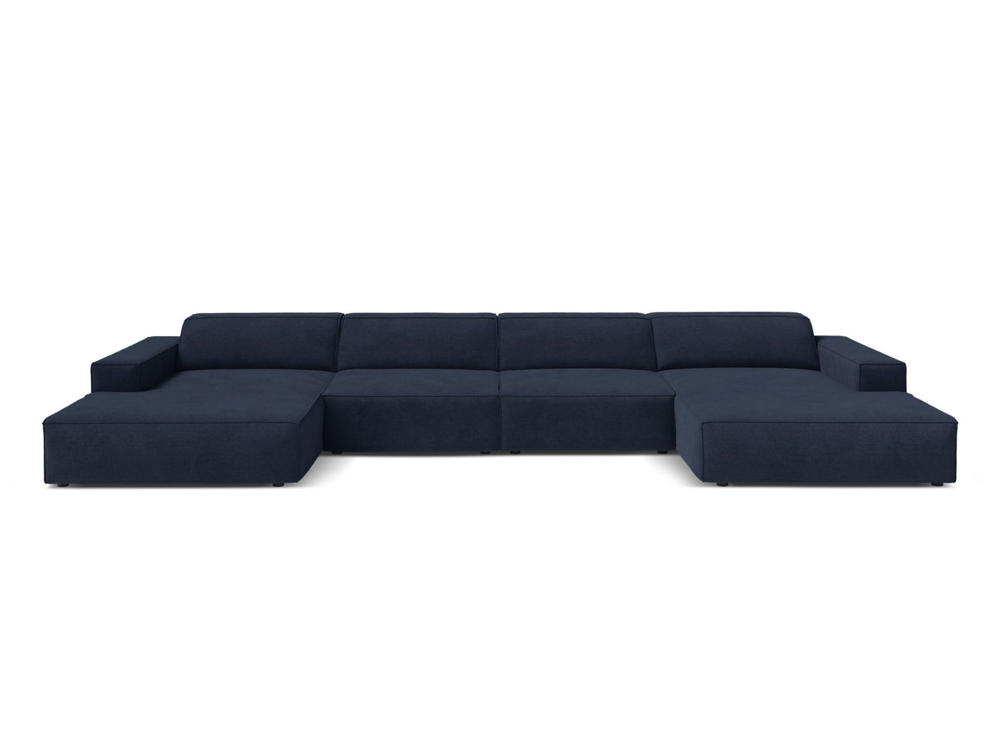 Panoramasofa Strukturstoff Beige Jodie — Navy Blue
