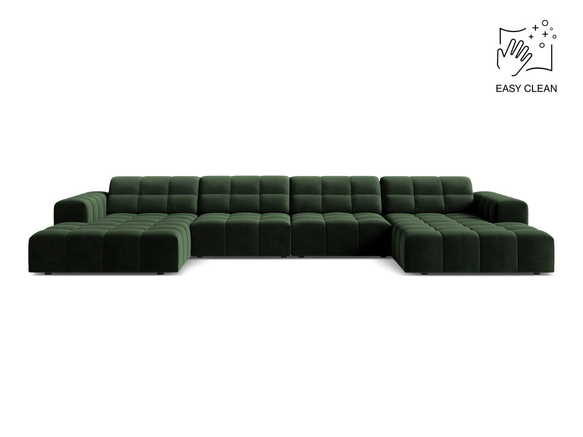 Jennifer Panoramic Sofa, 6 Seats, 375x167 cm — Bottle Green