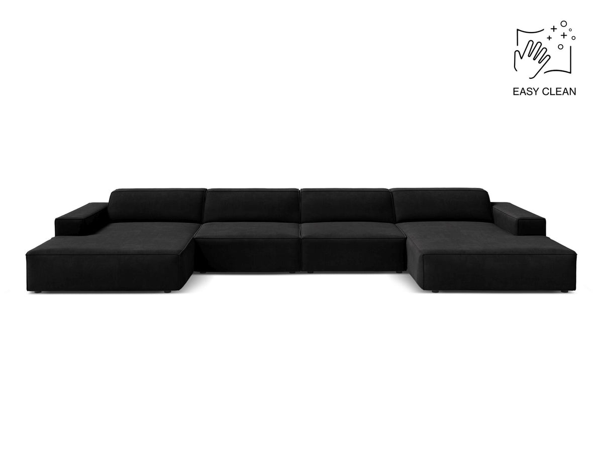 Jodie Modular Panoramic Sofa, 6 Seats, 364x162 cm — Black