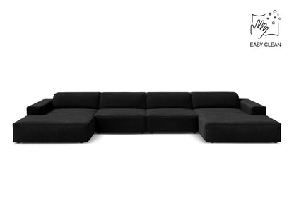 Panoramasofa Samt Beige Jodie — Black
