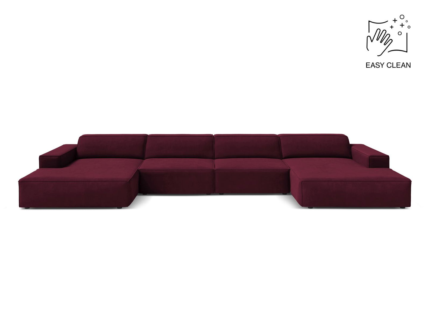 Panoramasofa Samt Beige Jodie — Burgundy
