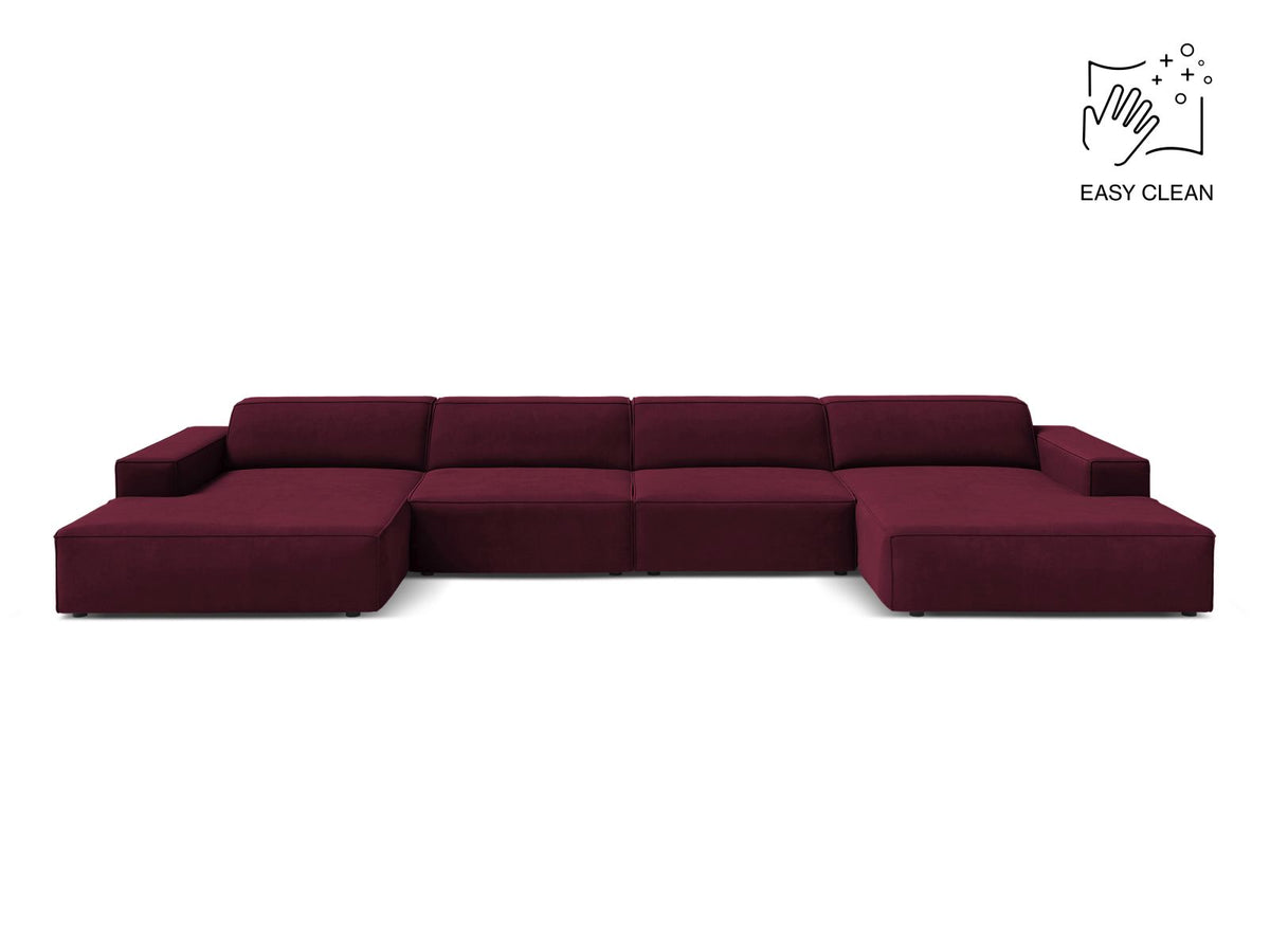 Jodie Modular Panoramic Sofa, 6 Seats, 364x162 cm — Burgundy