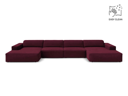 Panoramasofa Samt Beige Jodie — Burgundy