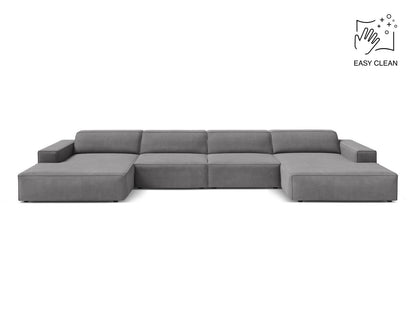 Panoramasofa Samt Beige Jodie — Light Grey