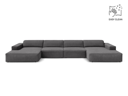 Panoramasofa Samt Beige Jodie — Grey