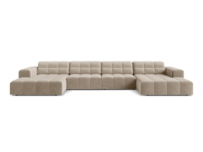 Panoramasofa Samt Schwarz Jennifer — Dark Beige