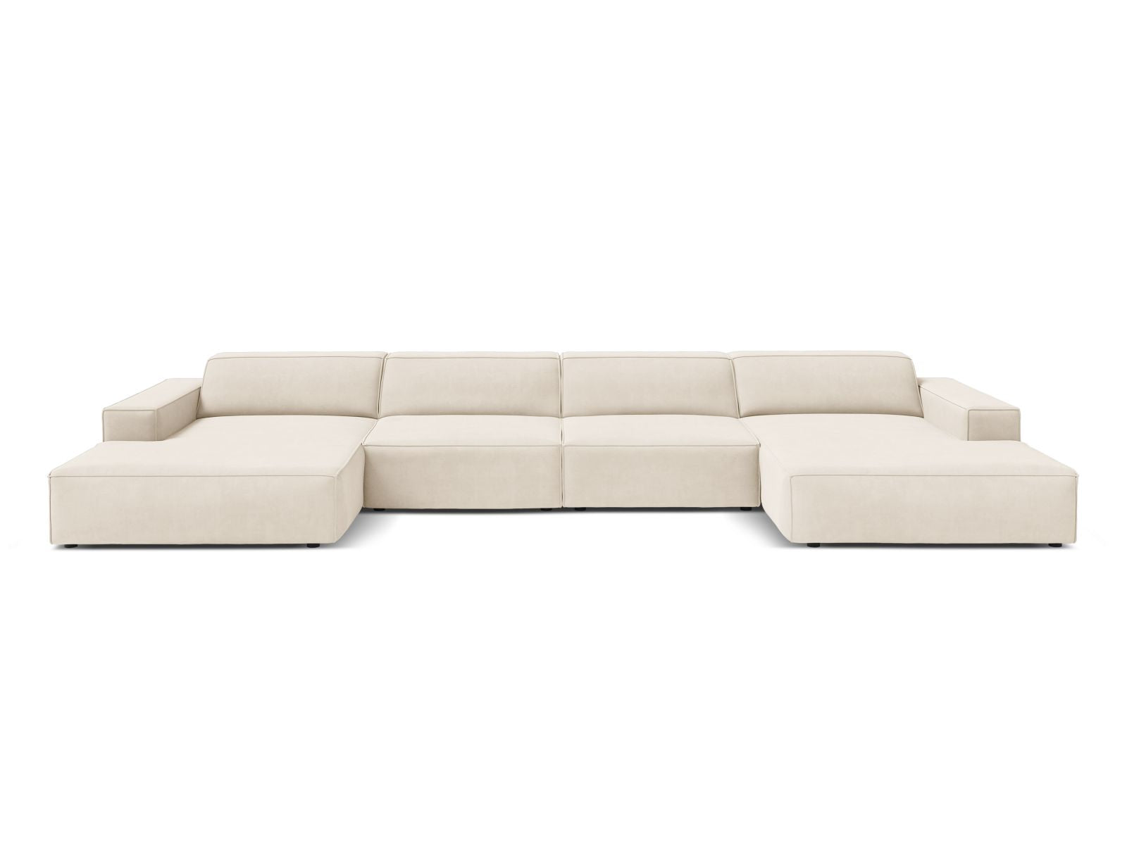 Jodie Panoramic Sofa, 6 Seats, 364x162 cm — Light Beige
