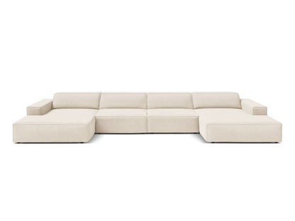 Panoramasofa Samt Schwarz Jodie — Light Beige