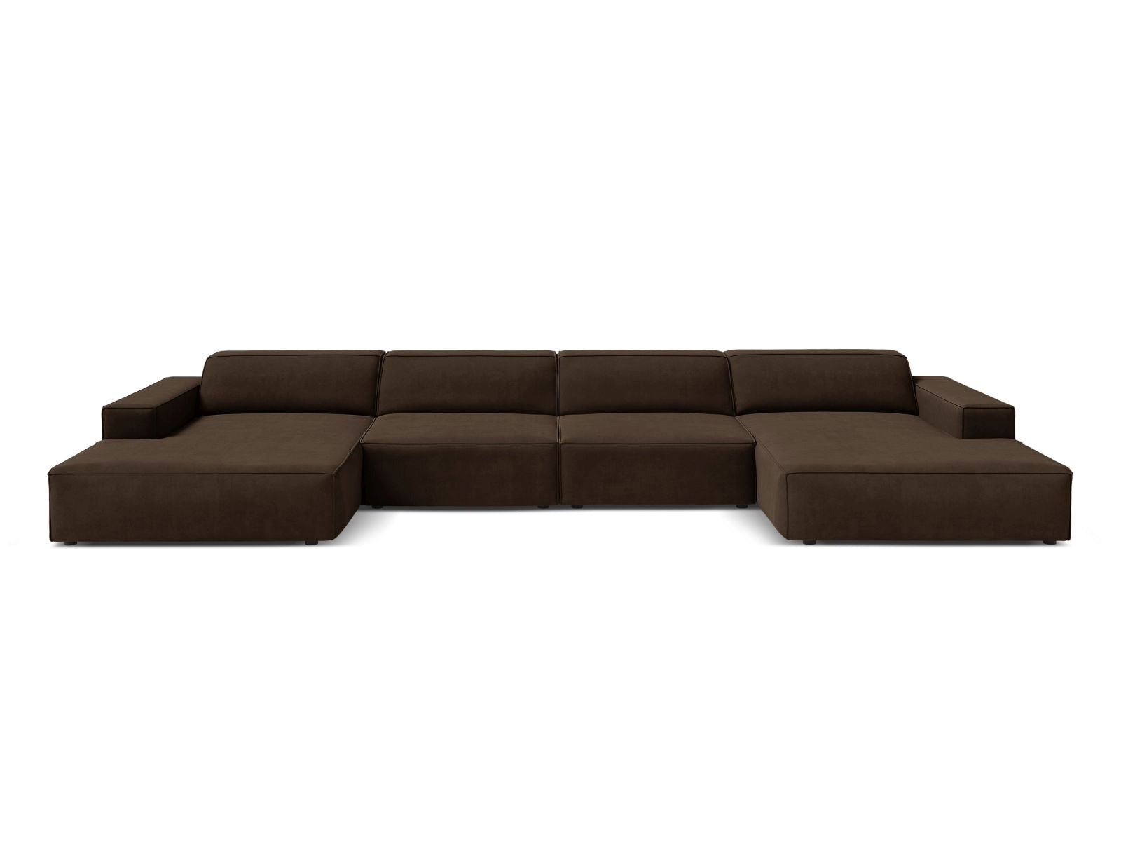 Jodie Panoramic Sofa, 6 Seats, 364x162 cm — Dark Brown